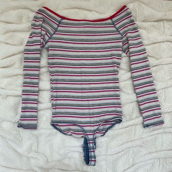 Intimately Free People Put A Stripe On It Stripe Thong Bodysuit Classic Combo - Picture 3 of 10